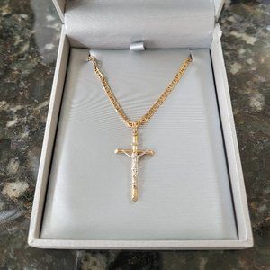 Men's Jesus Crucifix 14 Karat Gold Necklace